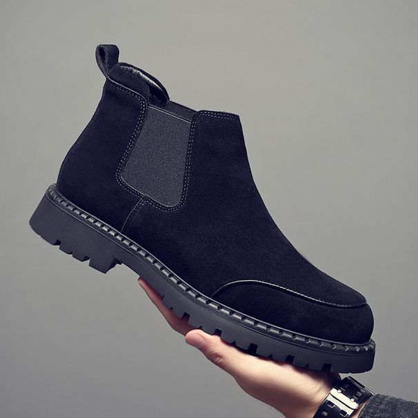 Fur Martin Boots Men's Round Head Platform Short Boots Medium Help Desert Boots Matte Leather Men_vogvips.com