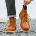 Tooling Boots Men's Thick-soled Heightening Medium-top Leather Shoes Retro Leather Outdoor Hiking And Leisure Martin Boots_vogvips.com