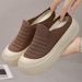 Women's Summer Thick Soled Slippers Breathable Closed Toe Low Cut Solid Color Height Increasing Simple Soft Sole Half Slippers_vogvips.com