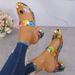 Rhinestone Chunky Floral One-Strap High Heel Sandals For Women Fashion Outdoor Color Block Mid-Heel European And_vogvips.com