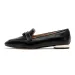 Women' Brown Leather Loafer With Gold Lock Detail Square Toe Low Heel Penny Caual Office Slip-On Dre Shoe For_vogvips.com