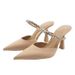 2025 Summer New Large Women's Shoes Casual Water Diamond Pointed Toe Wrapped Thin High Heel Slippers For Women_vogvips.com