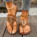 New Plus Size Fashionable Flat Bottomed Sandals With Round Toe And Metal Buckle Flip Flops_vogvips.com