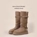 Gray Long Snow Boots For Women 2025 Winter New Thick Sole Height Increasing Fleece Lined Thickened High Tube Warm Cotton_vogvips.com