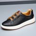 Men's Genuine Leather High-End Thick-Soled White Sneakers Autumn Trendy Versatile Slip-On Lazy Casual Shoes_vogvips.com