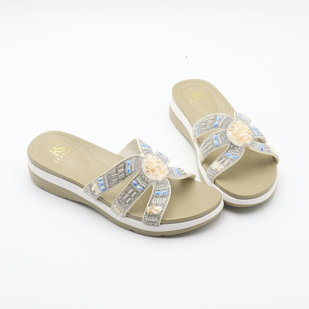 Women's Shoes New Flat Sandals Rhinestone Embellished, Versatile, Casual, High End, Fashionable Half Slippers, Summer Wear, Women's Shoes._vogvips.com
