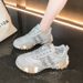 New Women's Fashion Sneakers With Rhinestone Accents – Lightweight, Comfortable & Non-Slip – Available In Sizes 35-43 (Silver/Gold)_vogvips.com