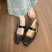 Silk Square Head Single Shoes Women's Shallow Mouth Medium Thick Heel French Mary Jane Temperament Commuter Women's Shoes_vogvips.com