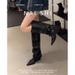 Sheepskin Pointed Toe Chunky Heel For Women With Belt Buckle Design High Tube Riding Over-the-Knee Cowboy Long Boots_vogvips.com