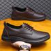 Spring Summer Men's Work New Business Black Leather Chef Shoes Men Korean Style Versatile Thick Casual Sneakers_vogvips.com