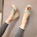 10CM Wedge Thick Sole Peep Toe Sandals High Heel Waterproof Platform Women's Outdoor Patchwork Straw Woven Non-Slip_vogvips.com