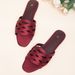 2026 New Flat Rhinestone Slippers For Women, Summer Outdoor Wear, Hollow Design, Light Luxury Vacation Style, Large Size Flat Slide Sandals For Women_vogvips.com