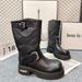 Big Head Paris Retro High Tube Knight 2025 New Belt Buckle Venom Thick Sole Motorcycle Genuine Leather Boots_vogvips.com