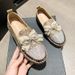 Women's Slip-On Loafers With Rhinestone Bow Detail - Comfortable Low Heel Casual Shoes Round Toe Flat Shoes In Black Gold Pink_vogvips.com