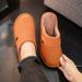 Extra-large Slippers For Winter With Footbed Non-slip Sole Comfortable Fuzzy Soft Men's Warm Fleece Cozy Slides_vogvips.com
