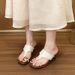 Popular European And American Style Silver French Metal Thong High-heeled Sandals With Thin Heels, Comfortable For_vogvips.com