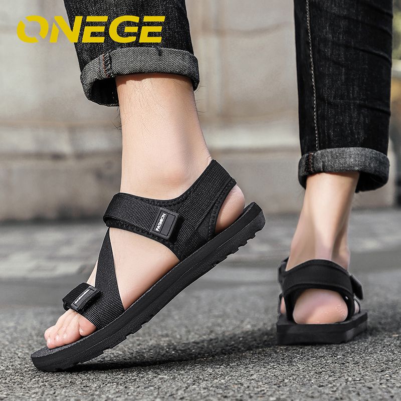 A Pair Of Men's Breathable Simple Summer Sandals, Wear-Resistant, Beach Shoes, Non-Slip Outdoor Anti-Odor Slippers,_vogvips.com
