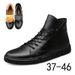 Men's Casual Single Shoes Work High-top Lace-up Round Head Warm Casual Board Shoes Irst Layer Cowhide Rubber Sole_vogvips.com