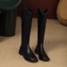 Genuine Leather Over-the-Knee For Women 2024 New High Riding Wide Tube Plus Size V-Cut Long Boots_vogvips.com