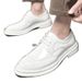 Euro Step New White Brogue Men's Leather Summer Breathable Business Formal British Style Pointed Wedding Shoes For Men_vogvips.com