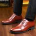 Men's Genuine Leather Business Casual Shoes - Breathable & Slip-Resistant Low-Cut Oxfords With Pointed Toe For Office & Daily Wear_vogvips.com