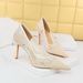 Banquet Women's Shoes Slim High Heels Shallow Mouth Pointed Toe Stiletto High Heels Mesh Hollow Lace Single Shoes_vogvips.com