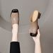 Square-toed Slippers For Outdoor Wear, 2025 Spring-summer New French Style, Iron-toed Cowhide Chunky Heel Sandals,_vogvips.com