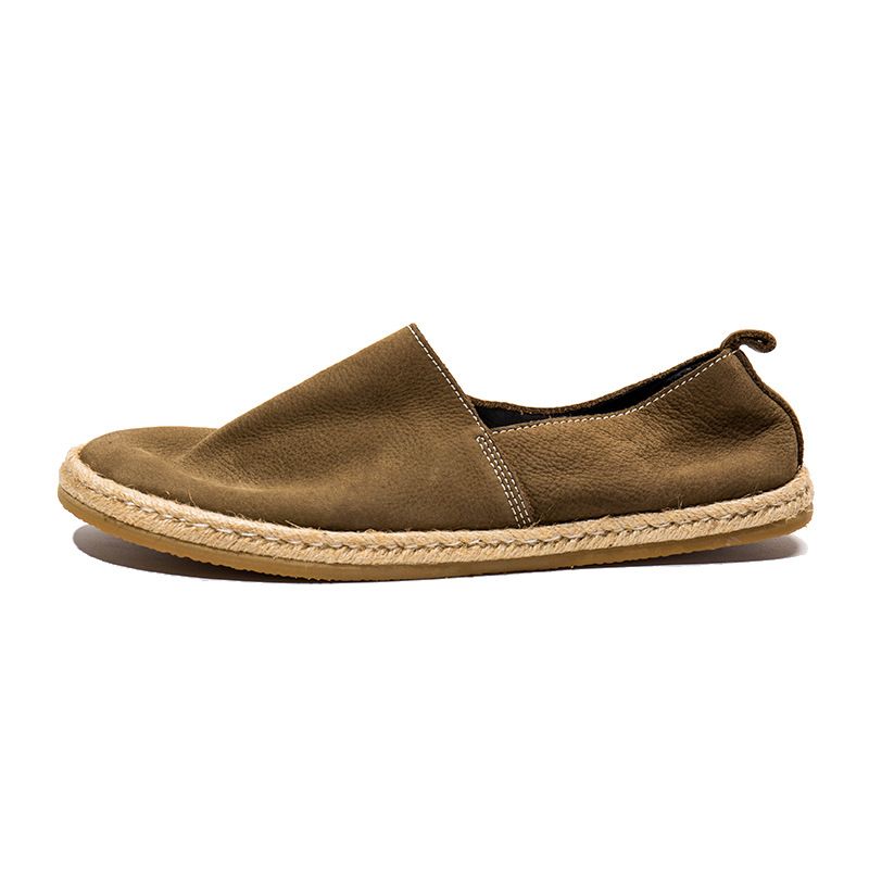 Euro Step British Style Casual Leather Shoes Top Layer Cowhide Slip-On Loafers For Men_vogvips.com
