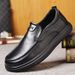 TerraStride Leather Cowhide Business Casual Round Toe Soft Thick Sole Wear-Resistant Slip-On Men's Shoes Height Increasing_vogvips.com