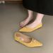 French Pointed Metal Buckle Shallow Mouth Single Shoe Women In Spring And Autumn 2025, New Low Heel Fashionable Flat_vogvips.com