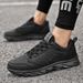 Men's Black Casual Sports Shoes Leather Casual Men's Shoes Lightweight Soft Bottom Casual Running Shoes Students Vacation Walking Shoes_vogvips.com