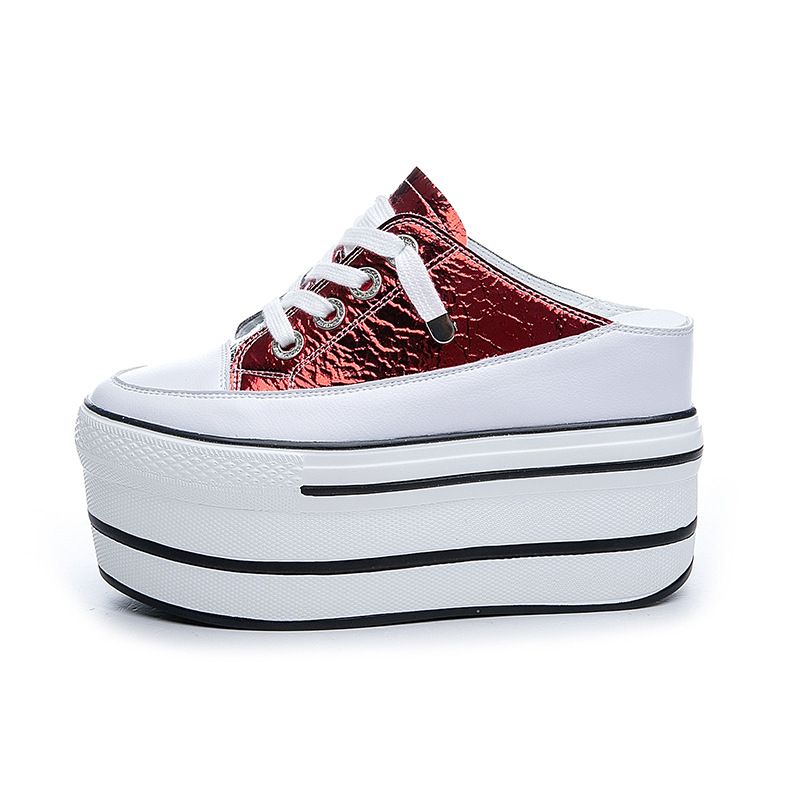 2026 Spring Summer New Casual Single Women's Color Block Hidden Heel 10CM Thick Sole Slip-On Lazy Shoes Platform_vogvips.com