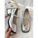 Women's With Soles Thick Heels, Silver Mary Jane Square Toe 2025 Spring And Autumn New Small Leather Shoes, Women's_vogvips.com