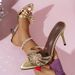 Spring/Summer Fashion Plus Size High Heeled Sandals Metallic Flower Stiletto Open Toe Women's Shoes Elegant Sexy_vogvips.com
