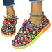 2025 New Plus Size Lace Up Color Low Top For Women, Ethnic Style Graffiti Lazy Canvas Flat Sole Single Shoe_vogvips.com