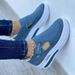 2025 Large Size Single For Women's Spring And Summer New Flat Bottomed Fly Knit Breathable Velcro Casual Mesh Shoes_vogvips.com