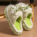 Lace Bow For Women, Autumn And Winter Internet Celebrity Indoor Warm Slippers, Comfortable Home Couple Cotton Slippers_vogvips.com