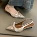 French Style Thin High Heels Closed Sandals 2025 Summer New Elegant Socialite Bowknot Pointed Toe Low Heel Single Shoes_vogvips.com
