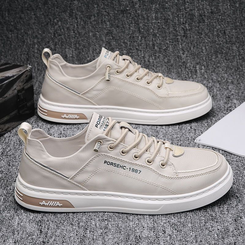 Shoes Men's Summer Thin Breathable White Canvas Slip On Shoes Sports Casual Work Trendy Shoes For Formal & Casual For Men_vogvips.com