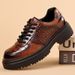 Fashion Trend Leather Men Business Casual Thick Sole Height Increasing Men's Crocodile Pattern Derby Shoes Spring New_vogvips.com