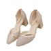 2024 Spring New Women's One-Strap Buckle Closed-Toe Sandals, Korean Style Chunky Heel High Heels, Pointed Toe Hollow_vogvips.com