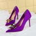 18249-K68 Fashionable And Sexy Pointed High Heels, Metal Bow Fine Follow Shoes, Satin Shallow Mouth Women's Shoes_vogvips.com
