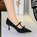 9517-1 Women's High Heels With Bowknot, Elegant And Sexy, Thin Heel, Shallow Mouth, Suede, Pointed Toe, Rhinestone,_vogvips.com