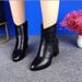 Women's Short 2024 Autumn Winter New Korean Style Embossed Double-Breasted Martin Pointed Toe Side Zipper Boots_vogvips.com