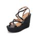 Women's Fashionable Versatile Wedge Sandals Cowhide Thick Soled Waterproof Platform High Heeled Roman Sandals【Pre-sale | Ships In 15 Days】_vogvips.com