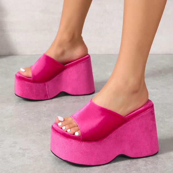 Women's Shoes Large Size Women's Thick Soled Sandals Wedge Heel One Strap Sandals Heightening Sandals_vogvips.com