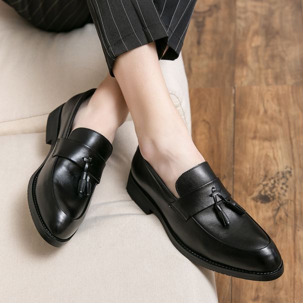 British Size Casual Tassel Wedding Men's Business Korean Shoes Style Loafers Trendy Small Leather Slip-On_vogvips.com