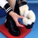2025 New Women Black PU Casual Snow Boots Round Toe Side Zipper Thick Sole Plus Size Winter Shoes_vogvips.com