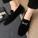 Spring And Summer Men's Low-Cut Beanie Versatile Casual Breathable Leather Black Work Shoes, Slip-Ons_vogvips.com