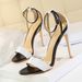 267-3 European And American Fashion Sexy Nightclub Stiletto Ultra High Heel Color Block One-Strap Open-Toe Hollow_vogvips.com